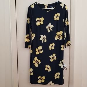 Tommy Hilfiger Yellow Floral Navy Shift Dress
